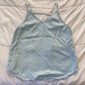 Light denim colored loose fitting tank, size small